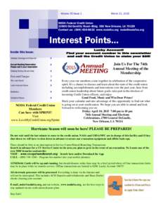 Volume 35 Issue 1  March 31, 2015 NODA Federal Credit UnionOld Gentilly Road—Bldg. 350 New Orleans, LA 70129