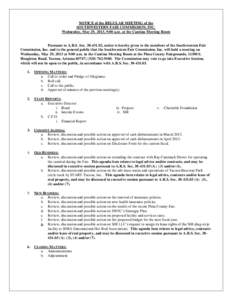 NOTICE of the REGULAR MEETING of the SOUTHWESTERN FAIR COMMISSION, INC. Wednesday, May 29, 2013, 9:00 a.m. at the Cantina Meeting Room Pursuant to A.R.S. Sec[removed], notice is hereby given to the members of the South