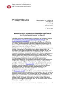 Basler Ausschuss veröffentlicht überarbeitete Formulierung der Mindestliquiditätsquote von Basel III