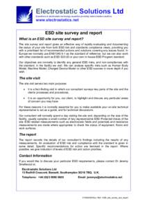 Electrostatic Solutions Ltd Excellence in electrostatic technology expertise providing client-oriented solutions www.electrostatics.net  ESD site survey and report