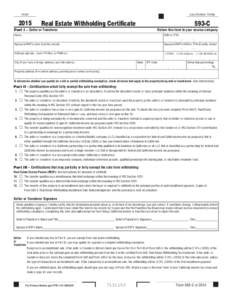 2015 Form 593-C -- Real Estate Withholding Certificate