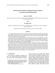 Journal of the Meteorological Society of Japan, Vol. 80, No. 3, pp[removed], [removed]Interannual Variation of Tropical Cyclone Activity over the Central North Pacific