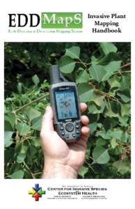 Invasive Plant Mapping Handbook Front Cover: GPS device mapping Chinese tallowtree. Photo Credit: David J.