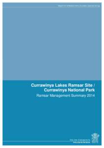 Currawinya Lakes Ramsar Site / Currawinya National Park - Ramsar Management Summary 2014