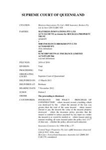 SUPREME COURT OF QUEENSLAND CITATION: Mattress Innovations Pty Ltd v MIB Insurance Brokers Pty Ltd & AnorQSC 028