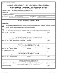 Form CD-541U.S. DEPARTMENT OF COMMERCE[removed]DEMONSTRATION PROJECT  PERFORMANCE MANAGEMENT RECORD  PERFORMANCE APPRAISAL AND POSITION REVIEW