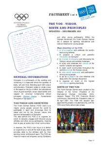 Youth Olympic Games - Vision, birth and principles