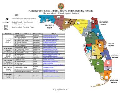 FLORIDA FAITH-BASED AND COMMUNITY-BASED ADVISORY COUNCIL Map and Advisory Council Member Contacts KEY CIRCUIT