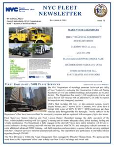 NYC FLEET NEWSLETTER Bill de Blasio, Mayor Stacey Cumberbatch, DCAS Commissioner Keith T. Kerman, Chief Fleet Officer