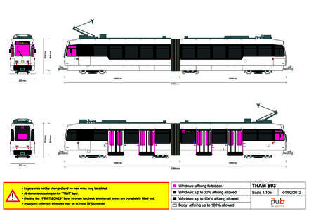 Windows: affixing forbidden  TRAM S03 • All elements exclusively on the “PRINT“ layer.