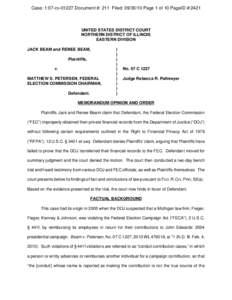 Case: 1:07-cv[removed]Document #: 211 Filed: [removed]Page 1 of 10 PageID #:2421  UNITED STATES DISTRICT COURT NORTHERN DISTRICT OF ILLINOIS EASTERN DIVISION JACK BEAM and RENEE BEAM,