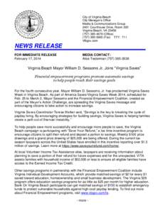 City of Virginia Beach City Manager’s Office Media & Communications Group 2401 Courthouse Drive, Room 220 Virginia Beach, VA[removed]4679 (Office)