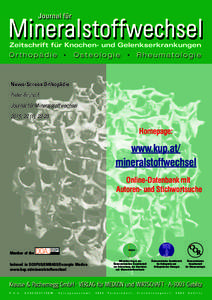 News-Screen Orthopädie Pieler-Bruha E Journal für Mineralstoffwechsel 2015; 22 (1), Homepage: