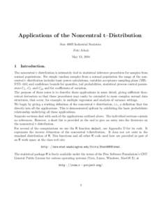 Applications of the Noncentral t–Distribution Stat 498B Industrial Statistics Fritz Scholz May 13, [removed]
