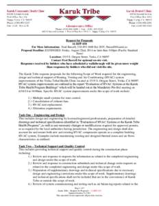 Procurement / Building engineering / Karuk / Siskiyou County /  California / Request for proposal / Proposal / California State Route 96 / American Society of Heating /  Refrigerating and Air-Conditioning Engineers / HVAC / Business / Sales / Marketing