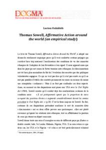 Thomas Sowell : Affirmative Action around the world (an empirical study)