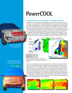 PowerCOOL MEASURING HEAT EXCHANGERS & COOLING AIRFLOW PowerCOOL® is used to model heat exchangers such as automotive radiators or charge air coolers. It is invoked by a PowerFLOW simulation in a coupled mode to predict 