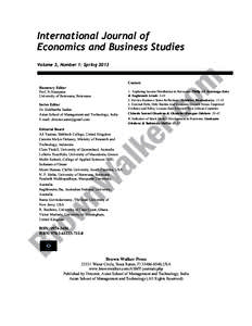 International Journal of Economics and Business Studies: Vol.3, No.1