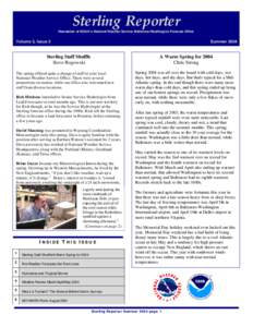 Sterling Reporter Newsletter of NOAA’s National Weather Service Baltimore/Washington Forecast Office Volume 3, Issue 2  Summer 2004