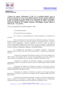 RÉPUBLIQUE FRANÇAISE LIBERTÉ-ÉGALITÉ-FRATERNITÉ COMMISSION DES AFFAIRES EUROPEENNES  – Examen du rapport d’information (n° 928) de la présidente Danielle Auroi et