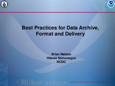 Best Practices for Data Archive, Format and Delivery Brian Nelson Hilawe Semunegus NCDC