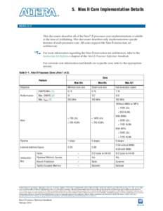Nios II Core Implementation Details, Nios II Processor Reference Handbook
