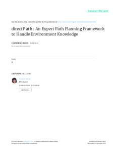 See	discussions,	stats,	and	author	profiles	for	this	publication	at:	http://www.researchgate.net/publicationdirectP	ath	:	An	Expert	Path	Planning	Framework to	Handle	Environment	Knowledge CONFERENCE	PAPER	·	