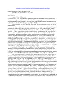 Southern Campaign American Revolution Pension Statements & Rosters Pension Application of David Blackwell W9358 Transcribed and annotated by C. Leon Harris State of Virginia County of Prince William viz: On this first da