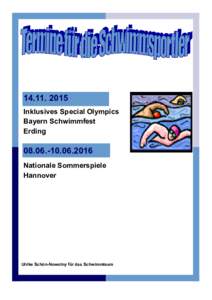 Inklusives Special Olympics Bayern Schwimmfest Erding2016