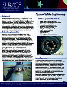 SURVICE System Safety Engineering Fact Sheet 2011