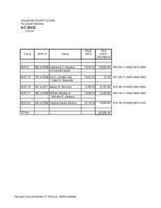 CALHOUN COUNTY CLERK Tax Deed Overbids A/C