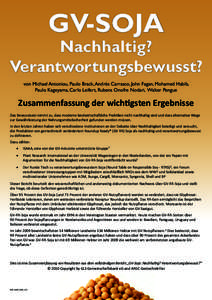 GV-SOJA  Nachhaltig? Verantwortungsbewusst? von Michael Antoniou, Paulo Brack, Andrés Carrasco, John Fagan, Mohamed Habib, Paulo Kageyama, Carlo Leifert, Rubens Onofre Nodari, Walter Pengue