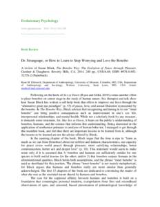 Evolutionary Psychology www.epjournal.net – [removed]): [removed] ¯¯¯¯¯¯¯¯¯¯¯¯¯¯¯¯¯¯¯¯¯¯¯¯¯¯¯¯  Book Review