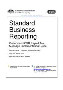 OSR Queensland Payroll Tax (December 2009 Release) Message Implementation Guide