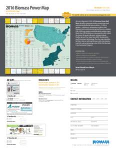 2016 Biomass Power Map  PREMIUM POSITIONS See orange squares on map below  ADVERTISING FORM