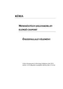 KÚRIA  MENEKÜLTÜGYI JOGGYAKORLATELEMZŐ CSOPORT ÖSSZEFOGLALÓ VÉLEMÉNY