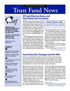 Wisconsin Retirement System  Trust Fund News ETF Sets Effective Rates and Post-Retirement Increases