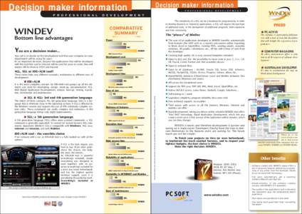 Decision maker information  Decision maker information P R O F E S S I O N A L  WINDEV