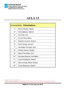 AULA 13 Universidade: Extremadura ∗  1º