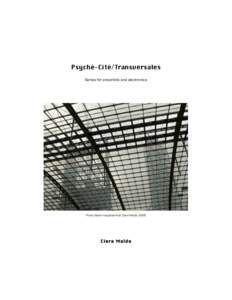 Psyché-Cité/Transversales Series for ensemble and electronics Photo: Berlin Hauptbahnhof, Clara Maïda, 2005  Clara M aïda