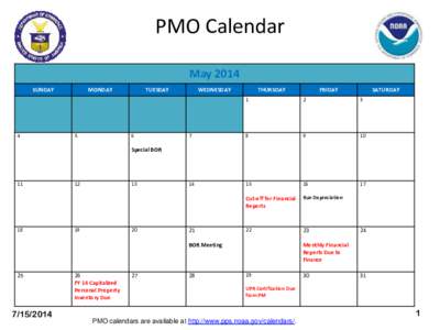 PMO Calendar May 2014 SUNDAY 4