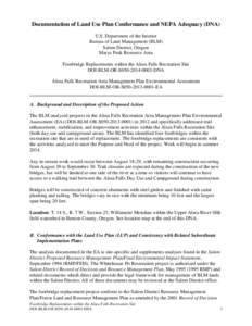 Documentation of Land Use Plan Conformance and NEPA Adequacy (DNA) U.S. Department of the Interior Bureau of Land Management (BLM)