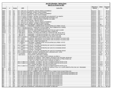 Jan 2014 Booklist - Spring Term Add 5% to Prices for GST Course ABST ABST ABST