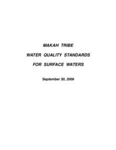 Makah Water Quality Standards for Surface Waters