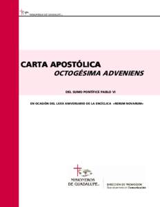 CARTA APOSTÓLICA OCTOGÉSIMA ADVENIENS DEL SUMO PONTÍFICE PABLO VI EN OCASIÓN DEL LXXX ANIVERSARIO DE LA ENCÍCLICA «RERUM NOVARUM»