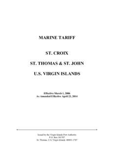 MARINE TARIFF  ST. CROIX ST. THOMAS & ST. JOHN U.S. VIRGIN ISLANDS