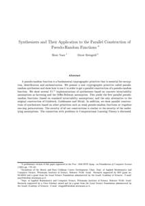 Synthesizers and Their Application to the Parallel Construction of Pseudo-Random Functions  Moni Naor y Omer Reingold z