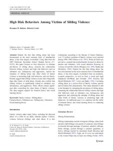 J Fam Viol:131–140 DOIs10896x ORIGINAL ARTICLE  High Risk Behaviors Among Victims of Sibling Violence