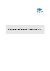 EIOPA BoSta’ Settembru 2014 Programm ta’ Ħidma tal EIOPA