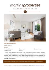KINGS ROAD, LONDON SW3 £per week Furnished • One double bedroom • Reception Area